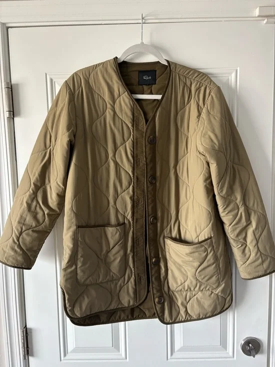 Rails Quilted Longline Puffer Jacket in Khaki - Picture 3 of 4
